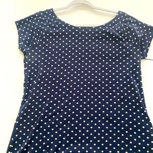 Lauren by Ralph Lauren, size XL blue and white polka dots shirt.